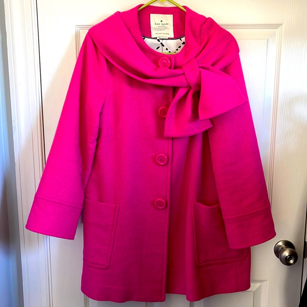 pink Kate Spade coat with collar. Buttons are snaps.